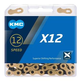 Cadena Paso Especiales Kmc X12 OroNegra TiGold 126 Eslabones
