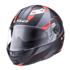 Casco Ls2 370 Stripe Matt Black Red Rebatible
