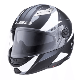Casco Ls2 370 Stripe Matt Black White Rebatible