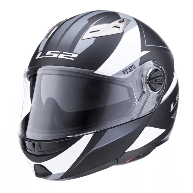 Casco Ls2 370 Stripe Matt Black White Rebatible Yuhmak