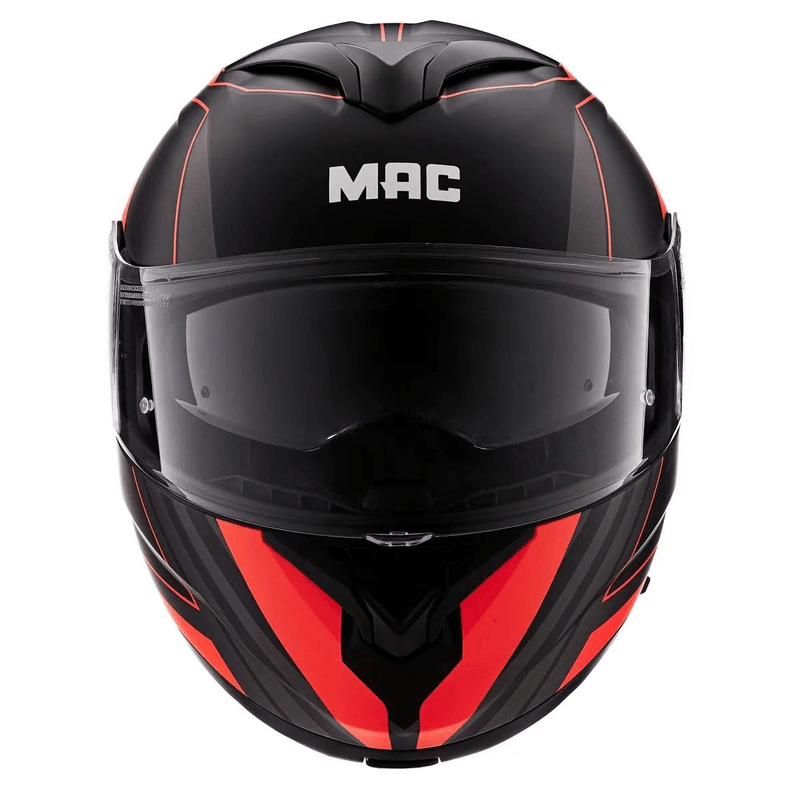 Casco Mac Rebatible Rock Ray Naranja Negro Mate Yuhmak