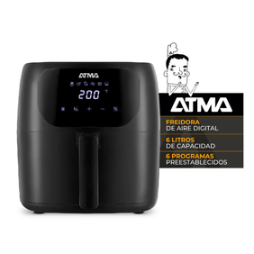 Freidora Atma sin aceite 6 5lts 1300w digital negra fr60arbp