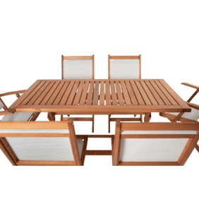 Jgo de patio mobilipack textum mesa 140X76 4 sillas 2 sillones nogal