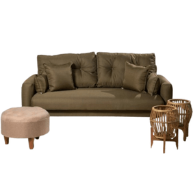Sofa Donnet Chicago 2 Cuerpos 180X76X85 Tapiz Premium Tela Suny Mostaza