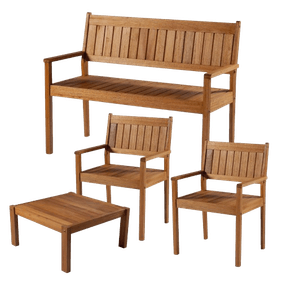 Juego De Patio Mobilipack L.Gailim 1Sillon Doble 2Sillones Simples Msa Ratona Nogal G101100110