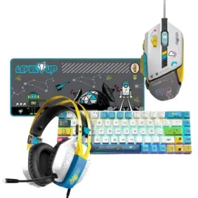 Combo Gamer Level Up Teclado Mecanico Headphone Mousepad Mouse Gamer Perseo Full