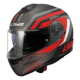 Casco Ls2 ff908 strobe 2 phantom tit mate gris rojo rebatible