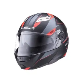 Casco Ls2 370 Stripe Matt Black Red Rebatible