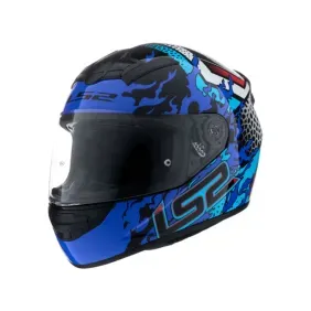Casco Ls2 Ff352  Antars Negro Azul Brilloso Con Spoiler