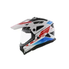 Casco Cross LS2 MX702 Pionner II Namib Blanco Azul Rojo Brillante